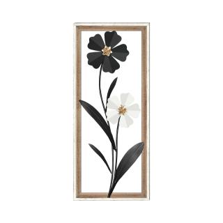 Wall Decorative Fylliana Flower 063 black-white metal-wood ,in size 30.5x3x71.10cm