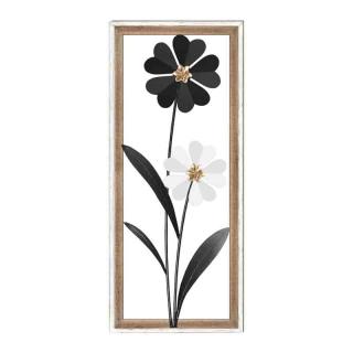 Wall Decorative Fylliana Flower black-white metal-wood ,in size 30.5x3x71.10cm