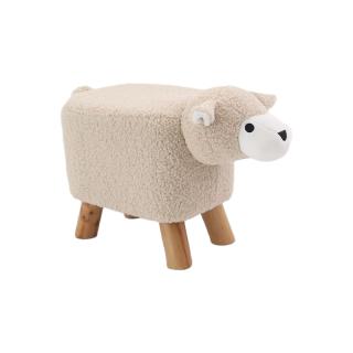 Stool Fylliana Sheep in beige color with wooden legs ,size 51x22x33cm