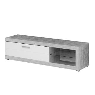 TV Shelf Fylliana Remo Concrete / White lacquer 162x41x43cm