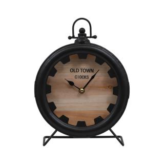 Table clock Fylliana Old Town in nature color metal-wood ,size 20x8x29cm
