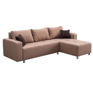 Corner sofa bed Lombardia in beige-brown color, size 263*167*83