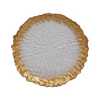 Glass platter Fylliana in transparent-golden color, size 26cm