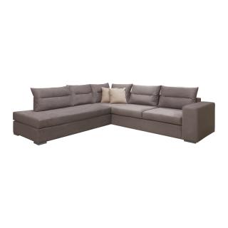 Left side corner sofa Fylliana Le Mans in brown color with beige cushions, size 278*257cm
