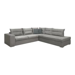 Right side corner sofa Fylliana Le Mans in grey color with dark grey cushions, size 278*257cm