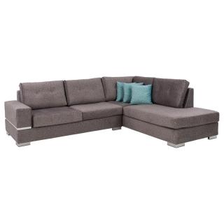Corner sofa Fylliana Lyon, right side, in gray color with celadon cushions, size 280*220*95cm