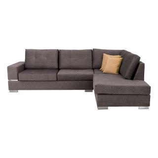 Corner sofa Fylliana Lyon, right side, in brown color with mustard cushions, size 280*220*95cm