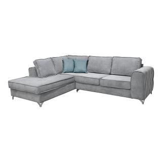 Left side corner sofa Fylliana New Gala in grey color with petrol cushions, size 280x210x85cm