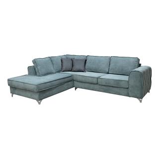 Left side corner sofa Fylliana New Gala in petrol color with dark grey cushions, size 280x210x85cm