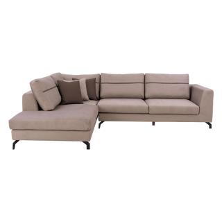 Corner sofa Fylliana New York, leftt side, in cream color with brown cushions, size 280*220*95cm