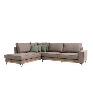 Corner sofa Fylliana Phoenix, left side, in brown color, size 280x220x95m