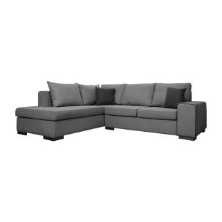 Left side corner sofa Fylliana New Toulouse in grey color with antrachite cushions, size 260x205x93cm