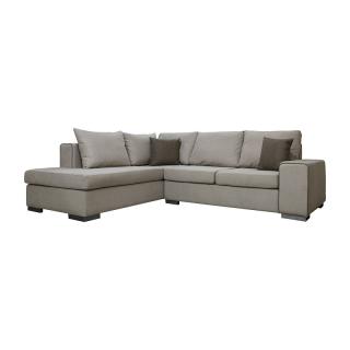 Left side corner sofa Fylliana New Toulouse in mocca color with taupe cushions, size 260x205x93cm
