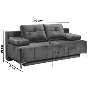 Sofa bed Elena grey color ,in size 199*96*93cm