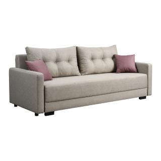 Sofa bed QUATRO in beige-violet color, size 220x88x77cm