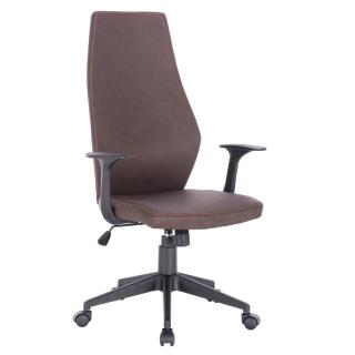 Office chair Fylliana in dark brown color with orange details, size 67*61*124.5cm