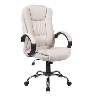 Desk chair Fylliana in PU white color, size 63,5*68*121cm