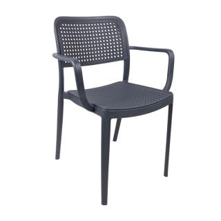 Outdoor chair Fylliana Olesia in antrachite with grey color, size 56x43x81cm