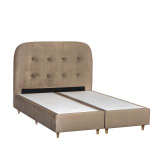 Upholstered double bed Amsterdam in beige color, size 160x208x124cm (160x200)