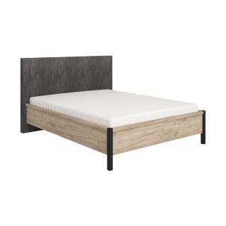 Double bed Edesa in grey oak color and grey fabric ,size 177,5x213x115cm