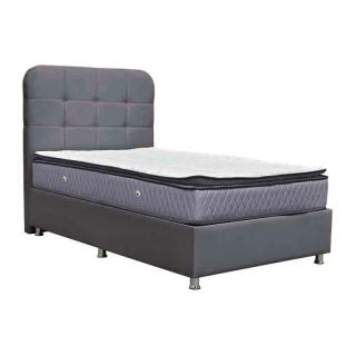 Single bed Fylliana Natalie with storage space in grey color, size 212*122*120cm