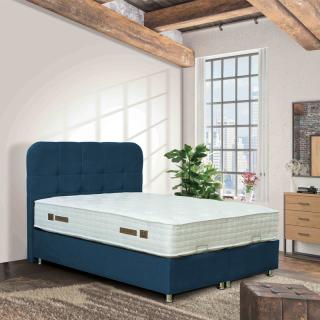 Double upholstered bed Fylliana Natalie with storage space in petrol color, size 212*162*120cm