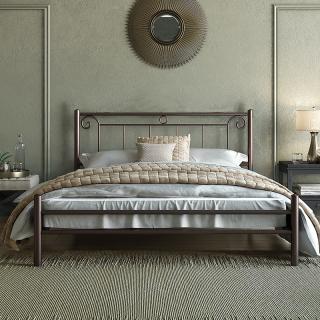 Metal bed Fylliana Valery in brown color ,size 100x210x99cm (90x200cm)