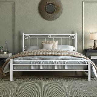Metal bed Fylliana Valery in white color ,size 150x210x99cm (140x200cm)