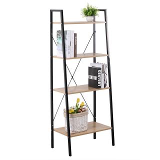 Bookshelf Fylliana with four shelfs in sonoma color and with black steel, size 60*32.5*148cm