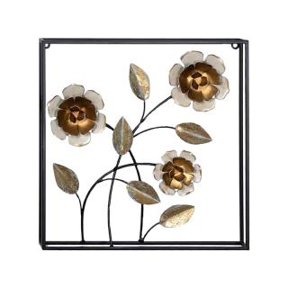 Wall decorative item Fylliana 37013 in black-white-gold color, size 40x4x40cm