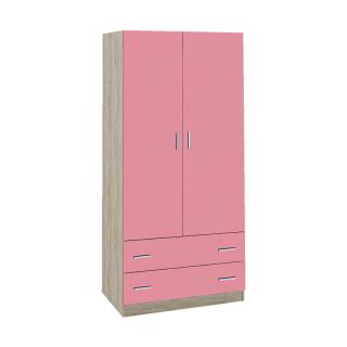 Wardrobe Fylliana Smile in grey oak with pink doors, size 80*50*180cm