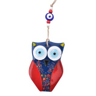 Fused Glass Fylliana Owl in blue color, size 12cm