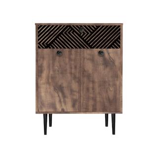 Shoe cabinet Fylliana Home  with two doors, four shelves and one drawer in black-wallnut color, size 78*37*89cm