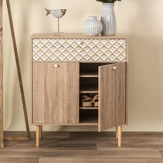Shoe cabinet Fylliana Home with two doors, four shelves and one drawer in Sonoma color, size 78*37*89