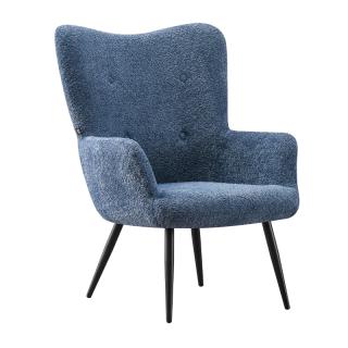 Armchair Fylliana with metal legs and light blue fabric, size 80x75x97cm