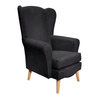 Armchair Fylliana Classic with natural wooden legs in dark gray color, size 80*80*114