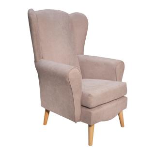 Armchair Fylliana Classic with natural wooden legs in beige color, size 80*80*114
