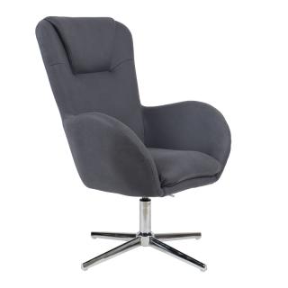 Revolving armchair Fylliana with gray PU fabric, size 72*73*104cm
