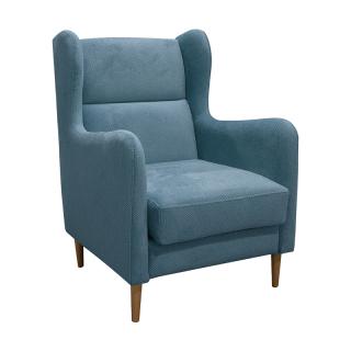 Armchair Fylliana New Anais with wooden legs in terquise color, size 72x75x100cm