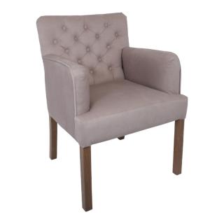 Armchair Fylliana New F4 with buttons and wooden legs in beige color, size 65x70x88cm