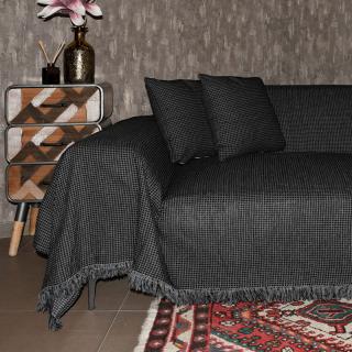 Sofa cover Fylliana Cubes in black-grey color, size 180x240cm