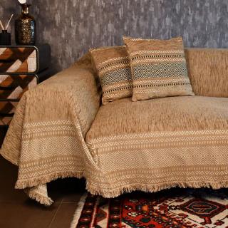 Sofa cover Fylliana Ethnic in olive color, size 180x240cm