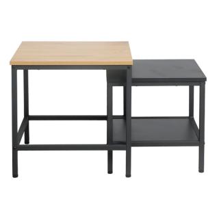 Set of 2 coffee tables Fylliana in sonoma-black color, 54x54x54xcm