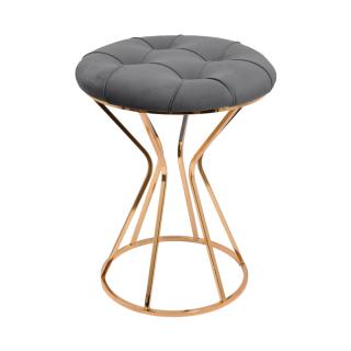 Round Stool Lithos in metal frame with grey fabric ,size 40x50cm