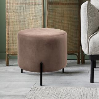 Round Stool Fylliana Lux in beige-brown color ,size 46x46x43cm