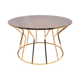 Round table Lithos in metal frame with bronze glass top ,size 80x45cm