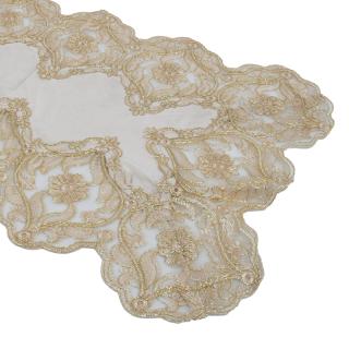 Table cover Fylliana Flower in beige color, size 150x50cm
