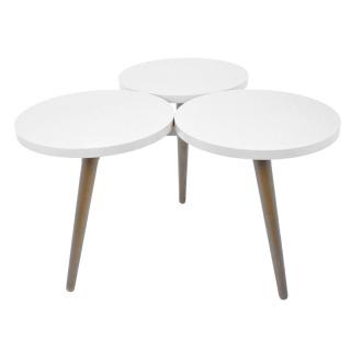 Coffee table Fylliana with natural legs and white top