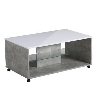 Coffee table center Fylliana Bert concrete-white high gloss foil ,size 101x60x45cm