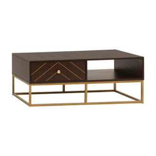 Coffee table with 2 drawers Fylliana Parlor in brown color ,size 110x55x40cm